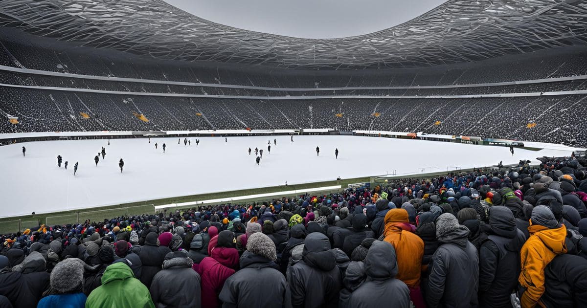 寒い中でのサッカー観戦